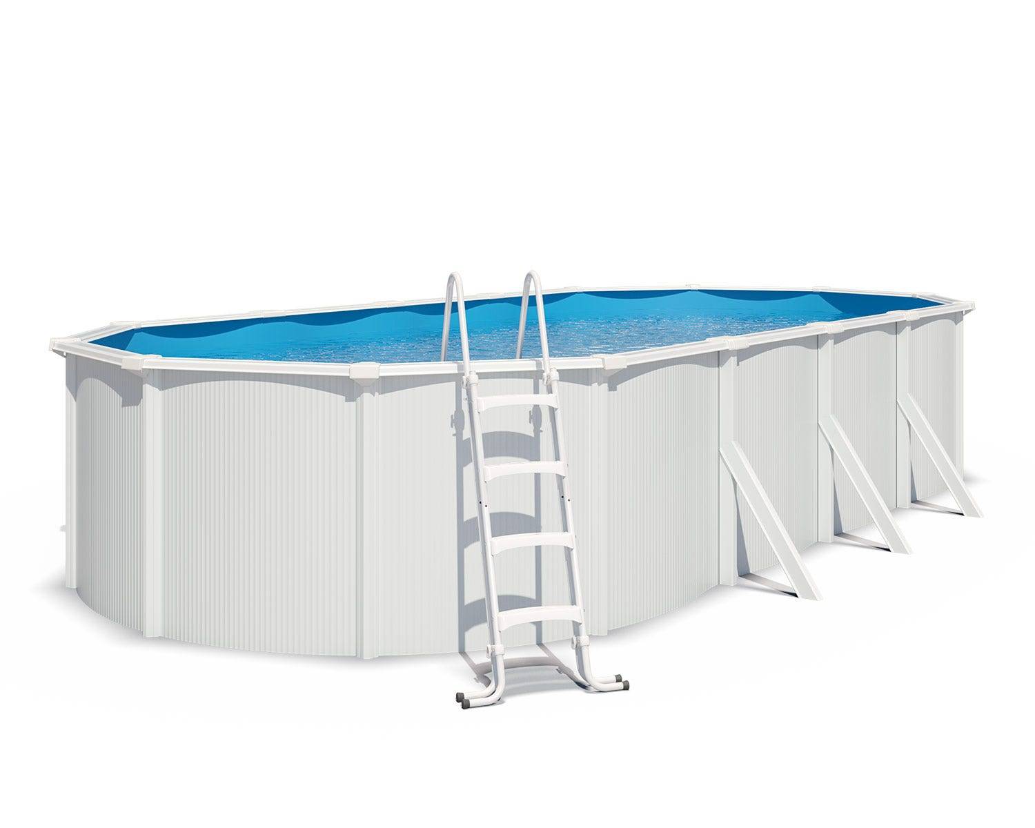 Piscine hors sol acier ovale 7,30 x 3,65 x 1,32 m blanche SAPHIR - Image 1
