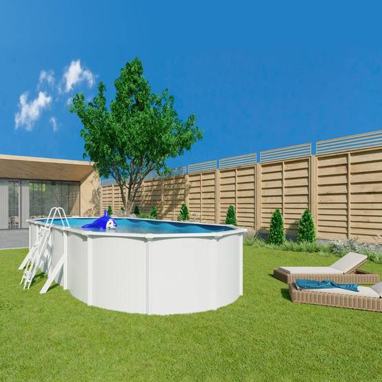 Piscine hors sol acier ovale 7,30 x 3,65 x 1,32 m blanche SAPHIR - Image 2
