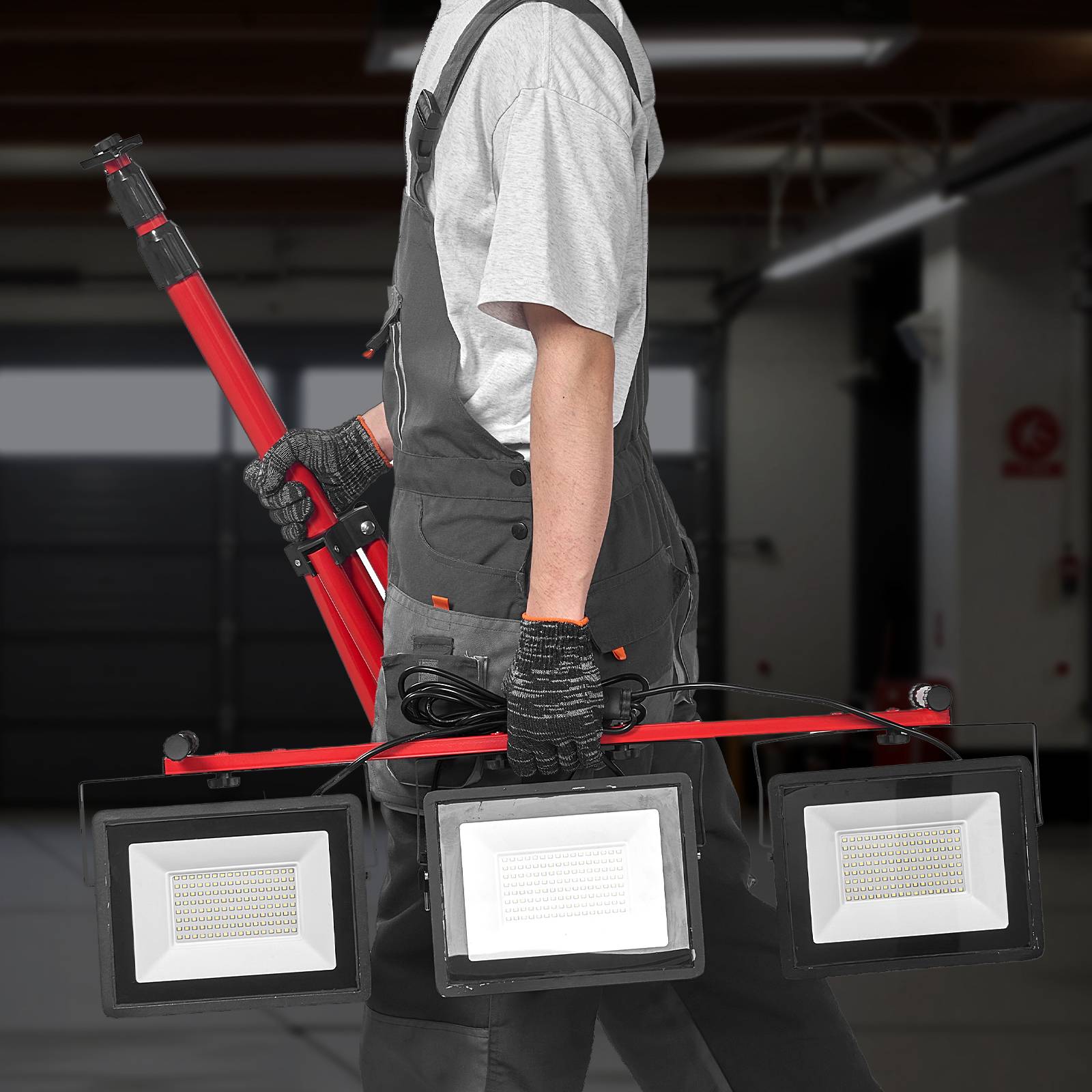VEVOR Projecteur LED sur trépied lampe travail portable à trois têtes 21000 LM - Image 8