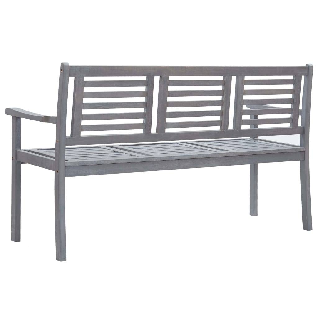 Helloshop26 - Banc de jardin meuble de patio d'extérieur terrasse 3 places 150 x 60 x 89 cm gris bois d'eucalyptus solide - Imagen 4