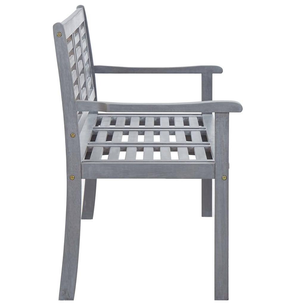 Helloshop26 - Banc de jardin meuble de patio d'extérieur terrasse 3 places 150 x 60 x 89 cm gris bois d'eucalyptus solide - Imagen 3