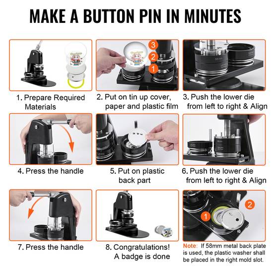 Vevor - VEVOR Machine à badges 25+58mm avec 500 kits et coupe-cercle, en alu/ABS, pour personnalisation. - Image 6
