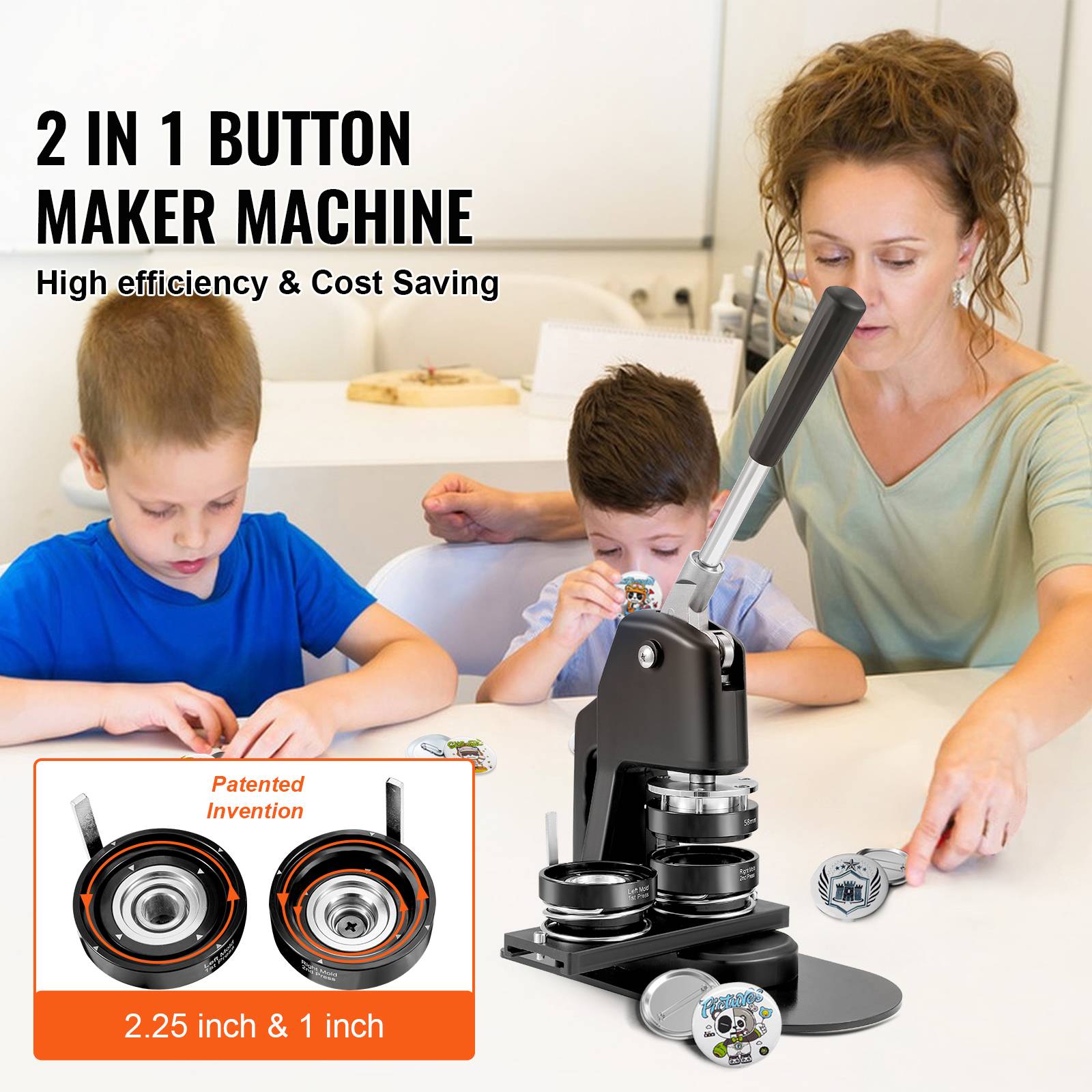 Vevor - VEVOR Machine à badges 25+58mm avec 500 kits et coupe-cercle, en alu/ABS, pour personnalisation. - Image 2