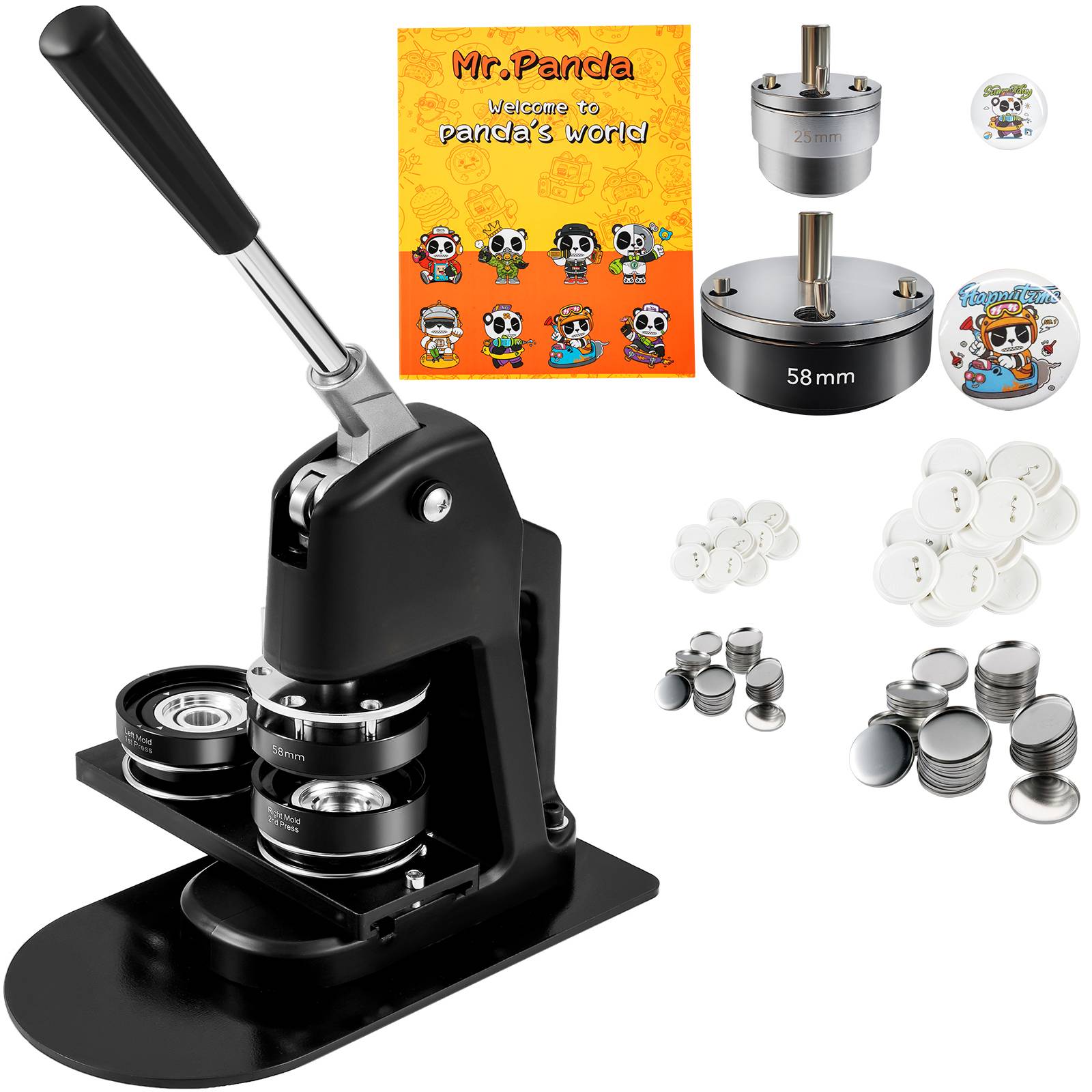 Vevor - VEVOR Machine à badges 25+58mm avec 500 kits et coupe-cercle, en alu/ABS, pour personnalisation. - Image 1