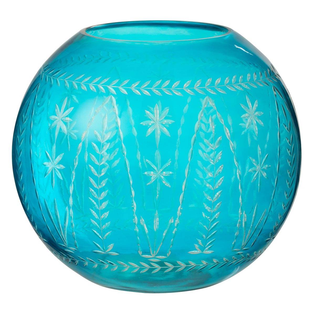 Vase Rond en Verre "Tarifa" 27cm Bleu Azur