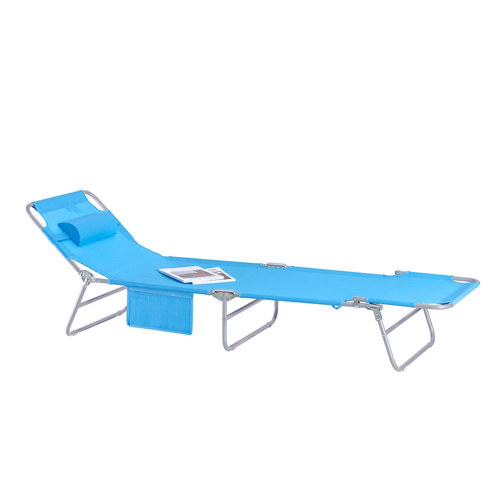 Lot de 2 Bain de Soleil Transat de Jardin Chaise Longue Pliable, Réglable et Inclinable Bleu L.195 x l.62 x H.29 cm SoBuy - Imagen 9