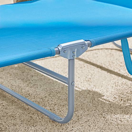 Lot de 2 Bain de Soleil Transat de Jardin Chaise Longue Pliable, Réglable et Inclinable Bleu L.195 x l.62 x H.29 cm SoBuy - Image 6