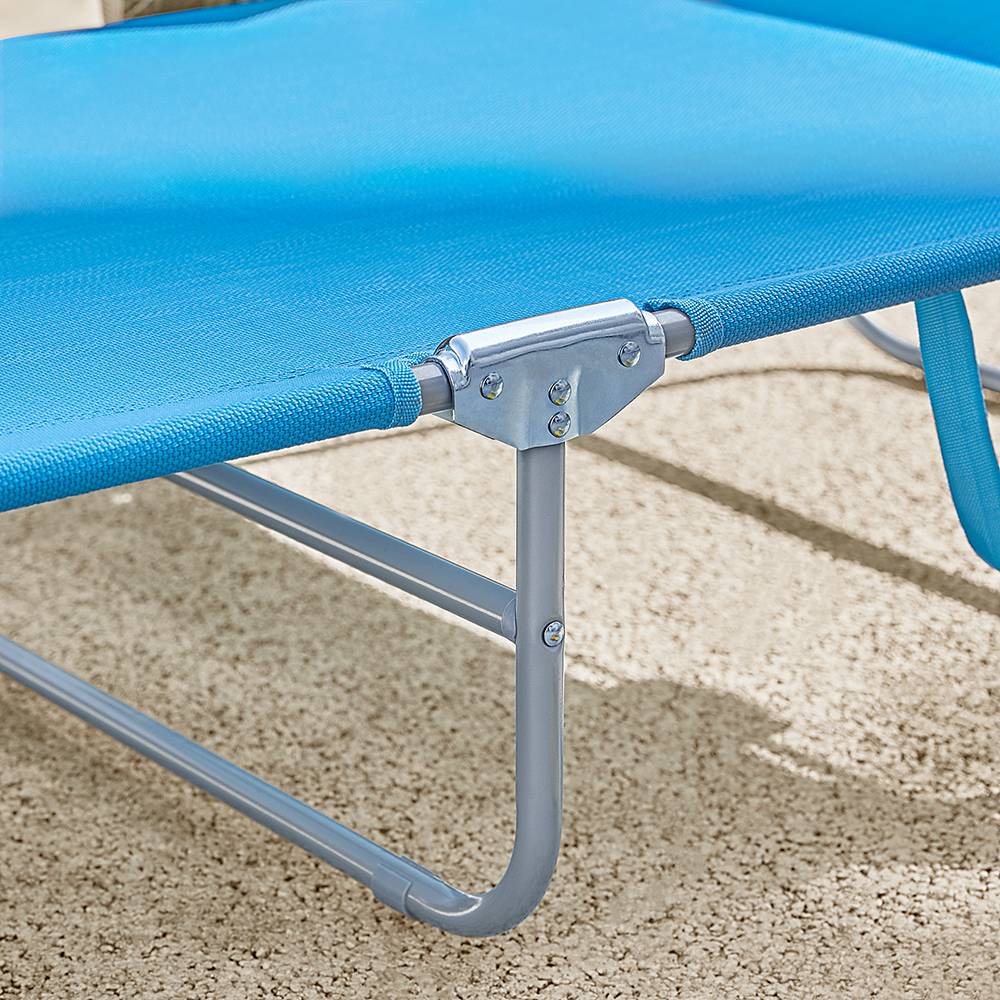 Lot de 2 Bain de Soleil Transat de Jardin Chaise Longue Pliable, Réglable et Inclinable Bleu L.195 x l.62 x H.29 cm SoBuy - Imagen 6