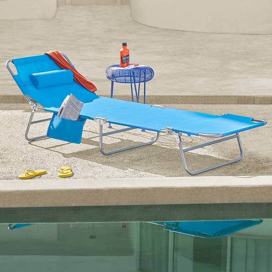 Lot de 2 Bain de Soleil Transat de Jardin Chaise Longue Pliable, Réglable et Inclinable Bleu L.195 x l.62 x H.29 cm SoBuy - Image 2