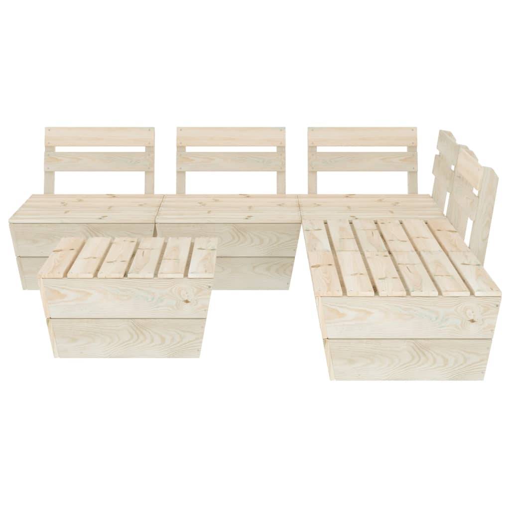 Helloshop26 - Salon de jardin meuble d'extérieur ensemble de mobilier palette 6 pièces bois d'épicéa imprégné - Imagen 2
