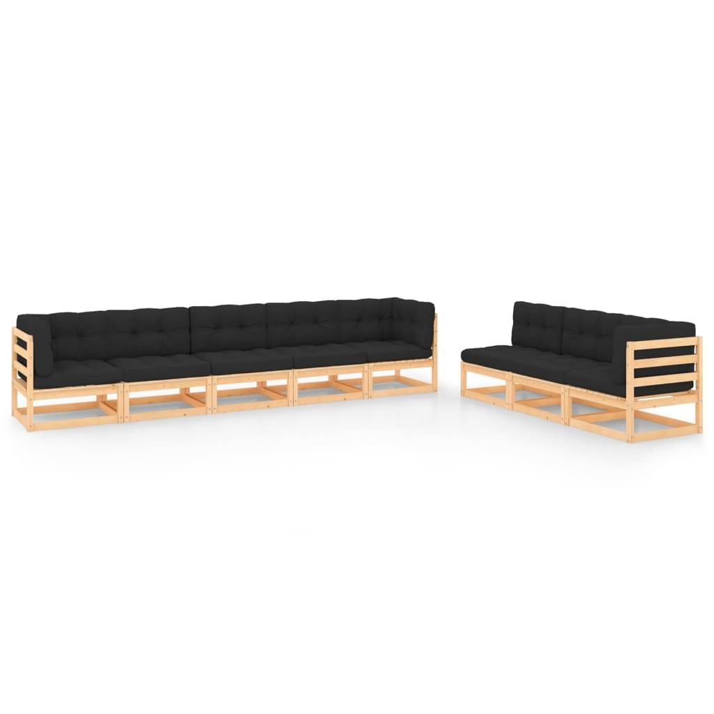 Helloshop26 - Salon de jardin meuble d'extérieur ensemble de mobilier 8 pièces avec coussins bois de pin massif - Imagen 1
