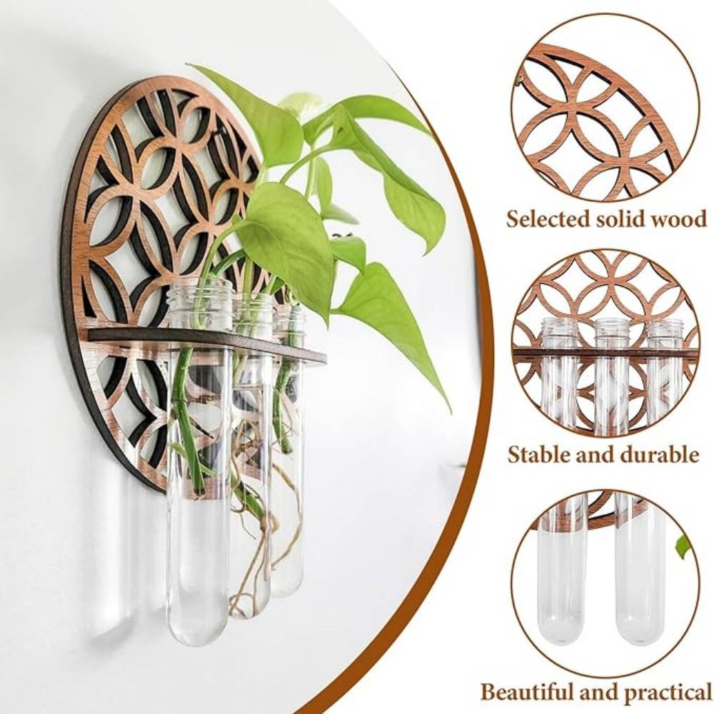 Vase Mural en Bois 3 Tubes - Image 2