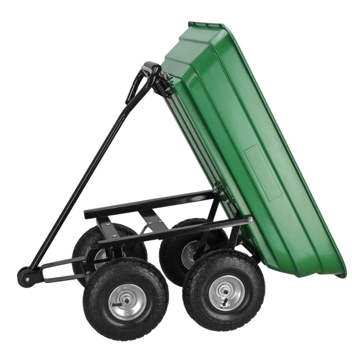 Chariot de jardin à Benne basculante Charge 200kg 75L - Chariot de Transport 4 roues Bois, Terre, Mobilier de Jardin Plage KZ - Imagen 5