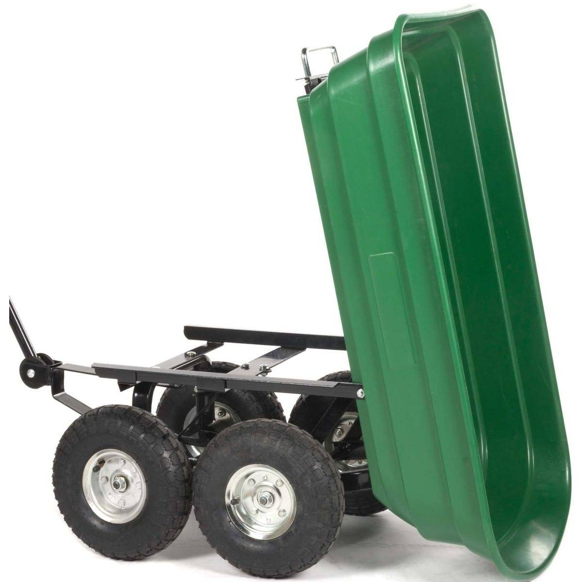Chariot de jardin à Benne basculante Charge 200kg 75L - Chariot de Transport 4 roues Bois, Terre, Mobilier de Jardin Plage KZ - Imagen 6