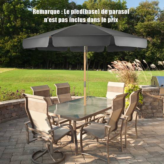 Costway - Parasol inclinable ø300cm avec manivelle anti-uv,protection solaire toile polyester imperméable, Gris - Image 9