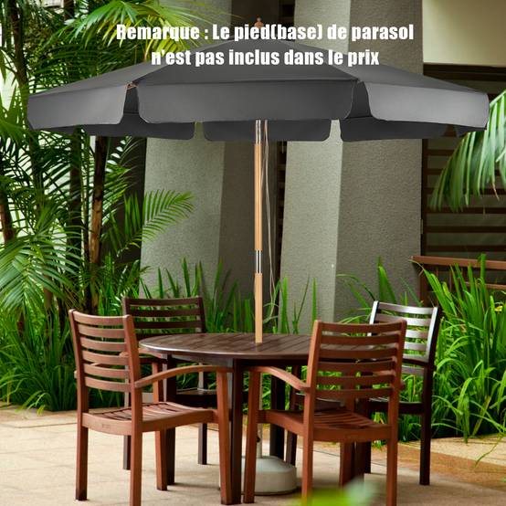 Costway - Parasol inclinable ø300cm avec manivelle anti-uv,protection solaire toile polyester imperméable, Gris - Image 7