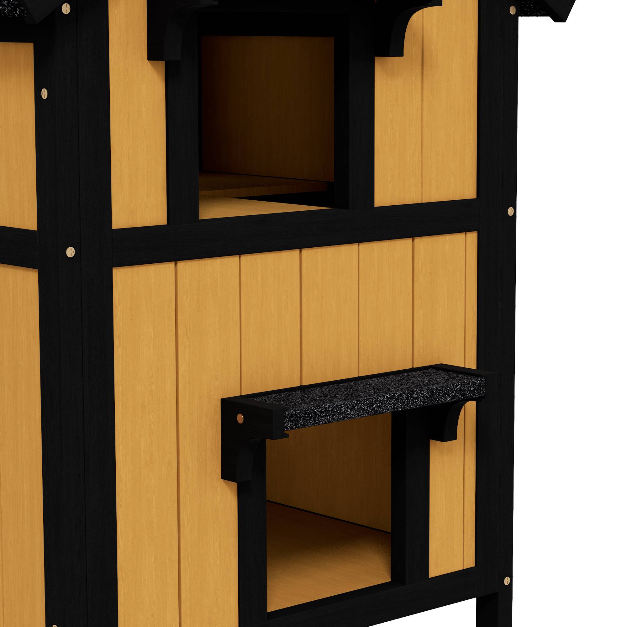 Maison pour Chat en Bois Abri Extérieur 2 Niveaux avec Toit Incliné pour Jardin 96x65x85,5 cm - ComfortXL Outdoor Living - Image 10