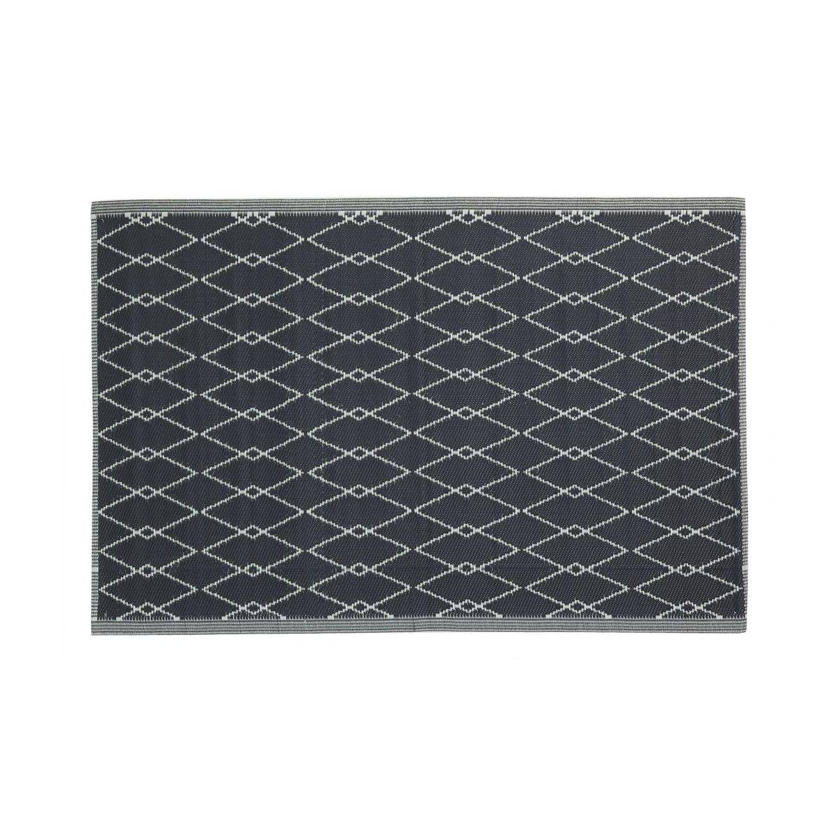 Aubry Gaspard - Tapis d'extérieur en polypropylène 120 x 180 cm Losanges - Noir - Imagen 1