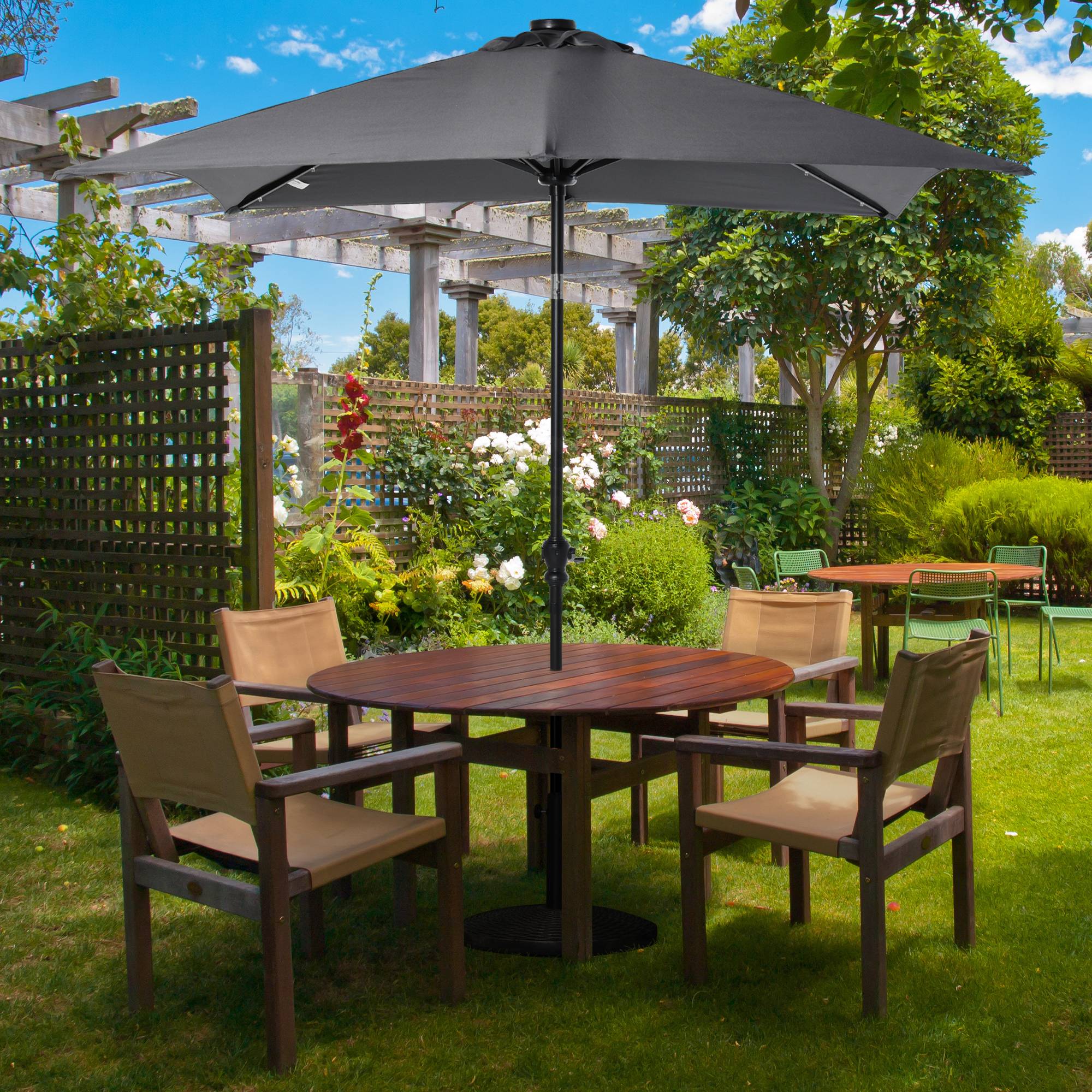 Outsunny - Parasol droit jardin 3x2m rectangulaire inclinable LED solaire acier polyester haute densité gris - Outsunny - Image 4