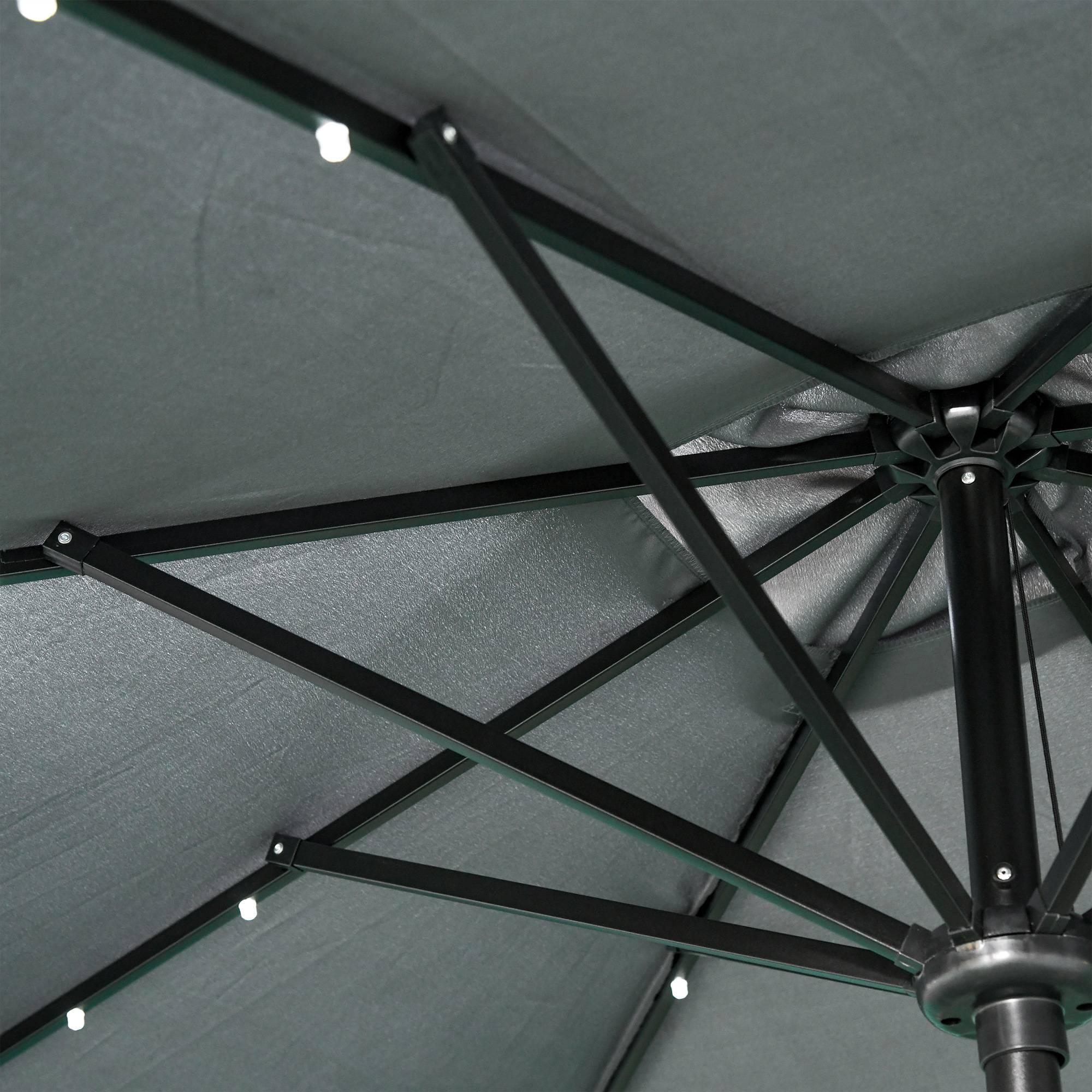 Outsunny - Parasol droit jardin 3x2m rectangulaire inclinable LED solaire acier polyester haute densité gris - Outsunny - Image 6