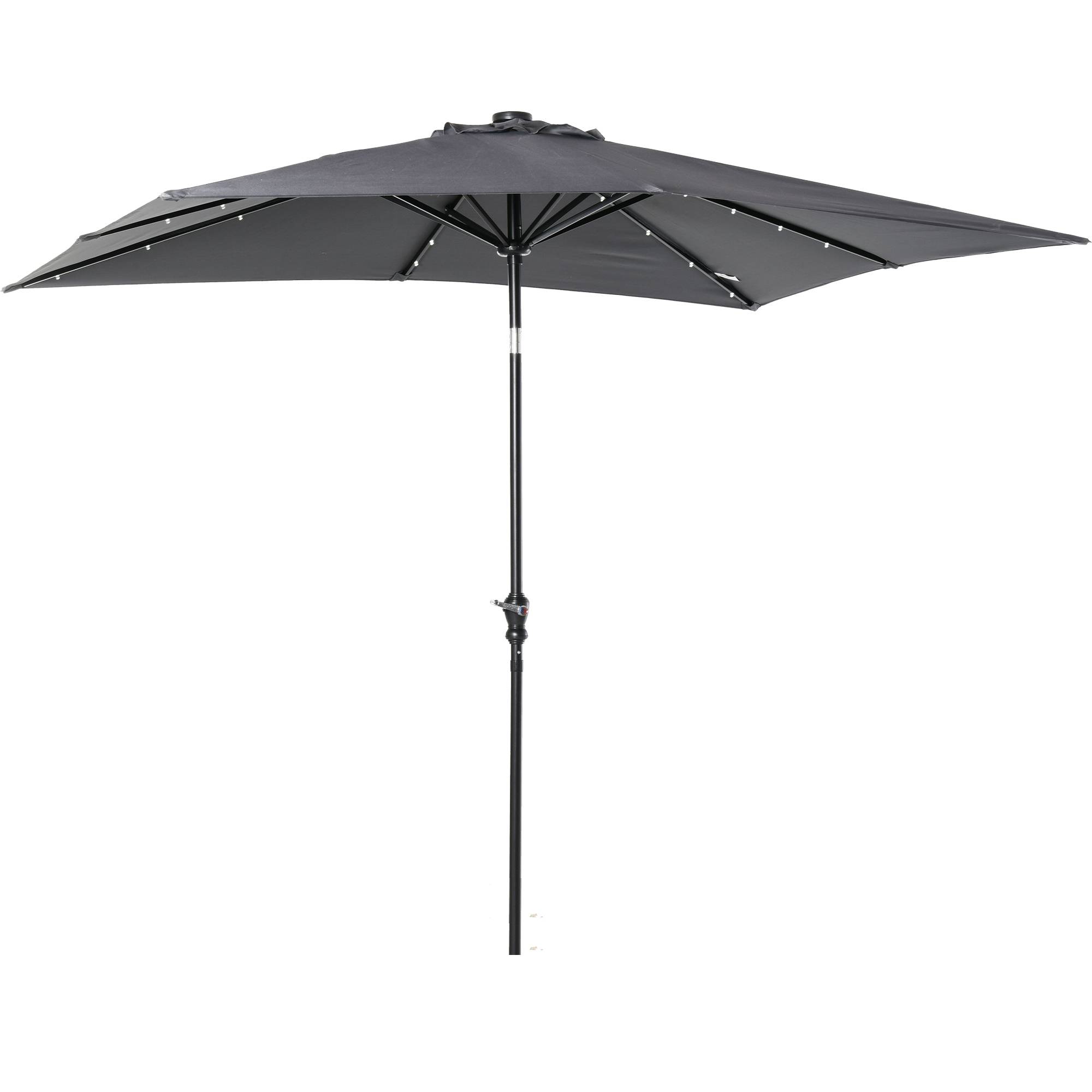 Outsunny - Parasol droit jardin 3x2m rectangulaire inclinable LED solaire acier polyester haute densité gris - Outsunny - Image 1