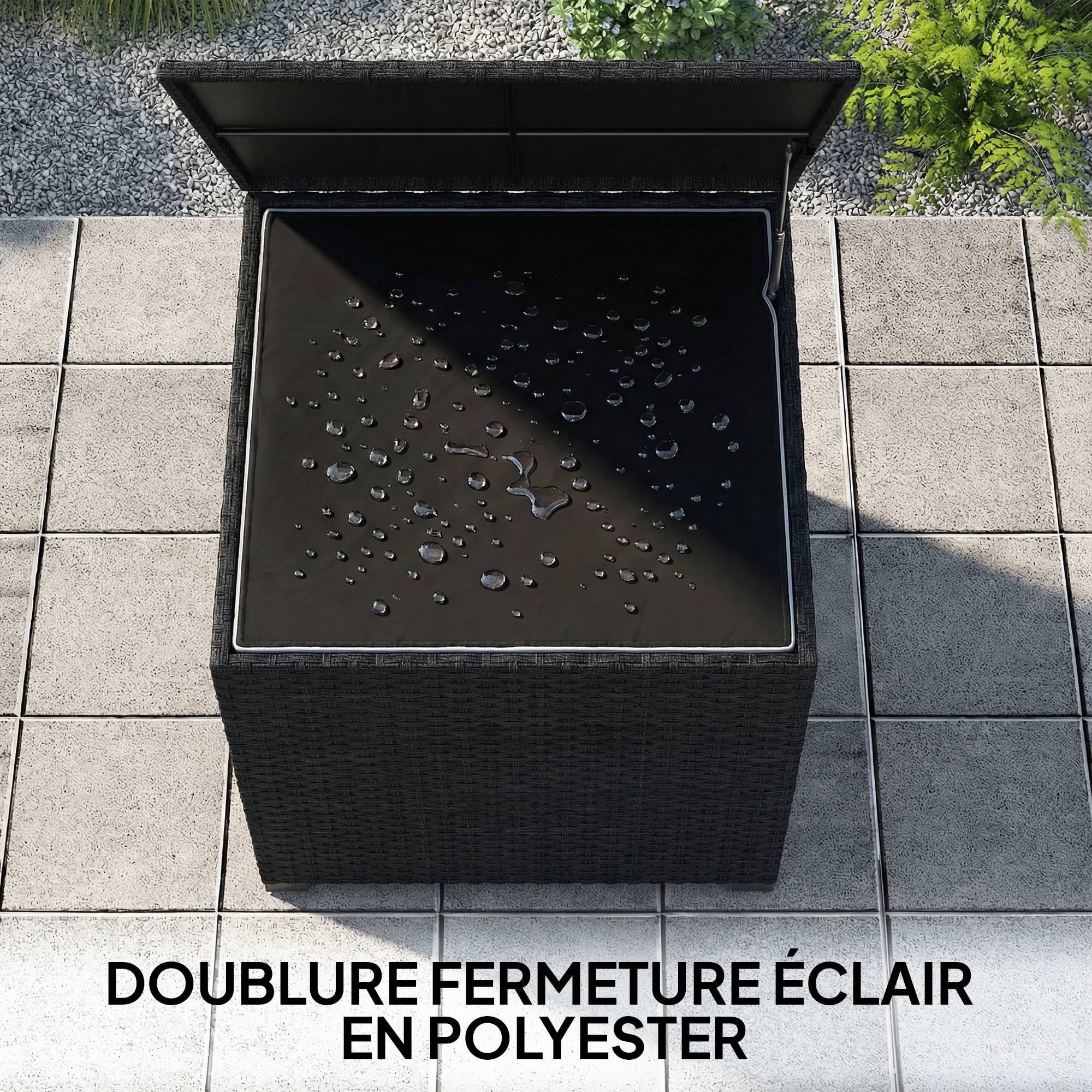 Coffre rangement jardin 253L résine tressée étanche outils extérieur noir - ComfortXL Outdoor Living - Image 7