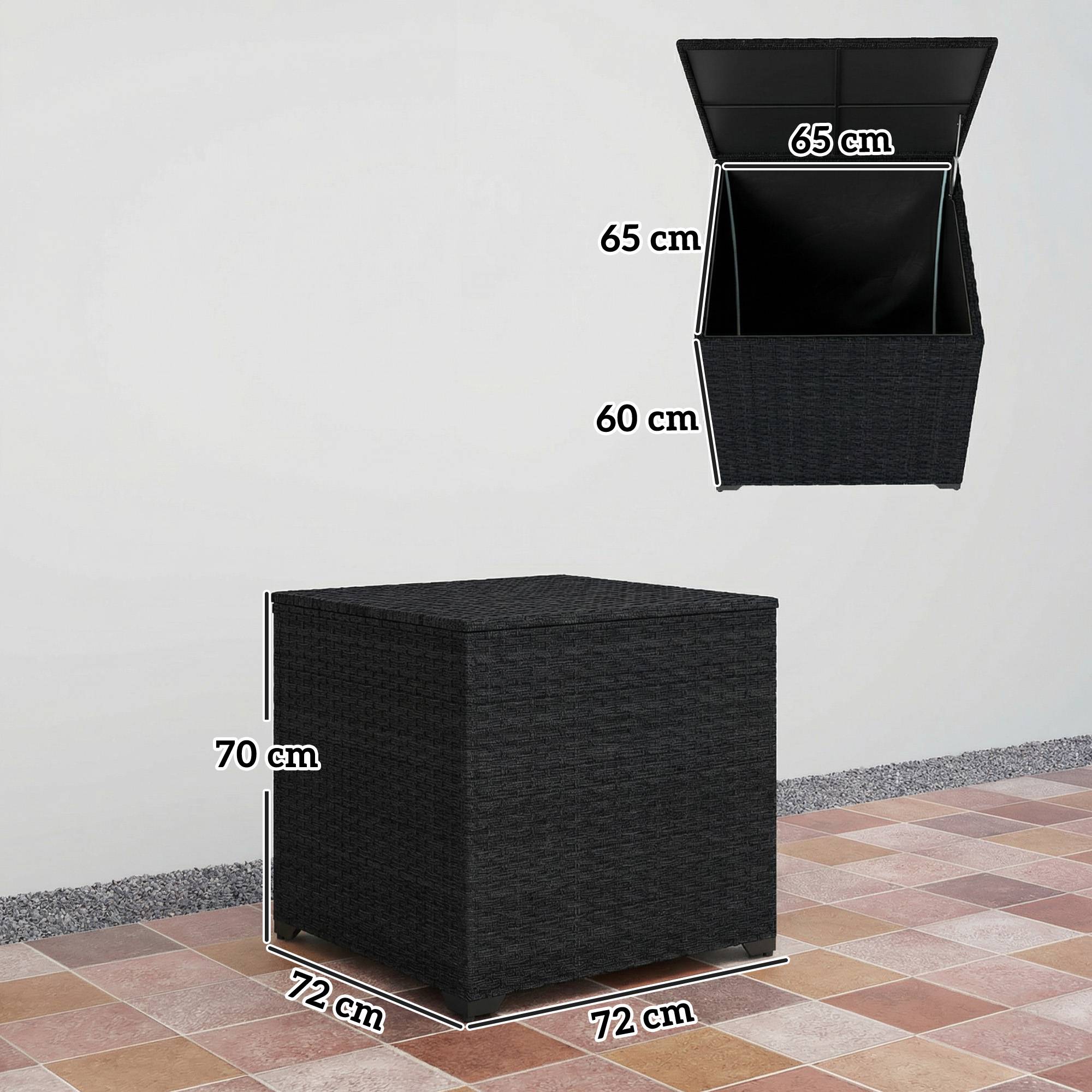 Coffre rangement jardin 253L résine tressée étanche outils extérieur noir - ComfortXL Outdoor Living - Image 5