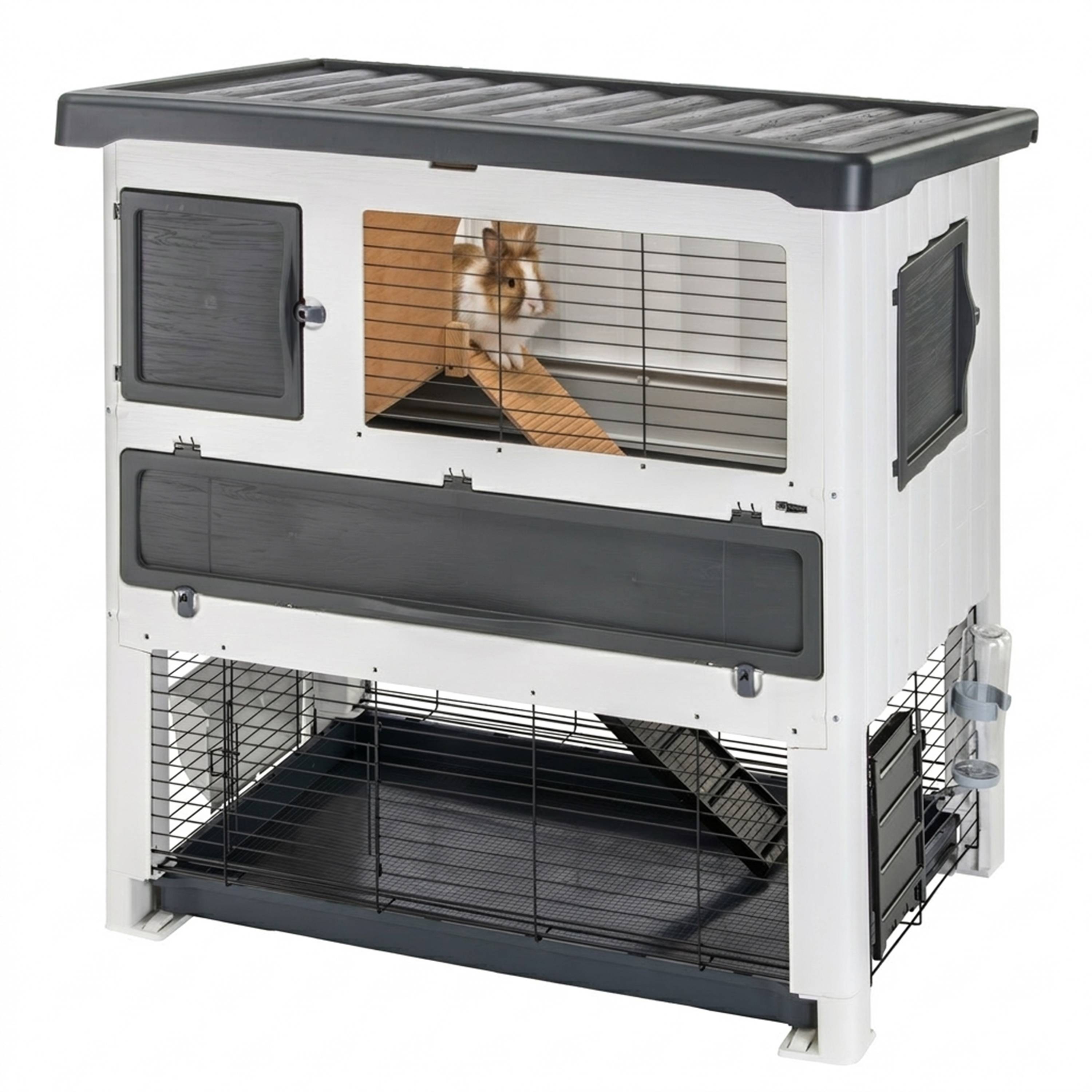 Ferplast - Ferplast Cage Lapin GRAND LODGE 120 PLUS, Clapier Extérieur 2 Étages, Lapins, Cochons d'Inde, Enclos pour Lapins Animaux Domestiques, avec Maisonnette - Imagen 4