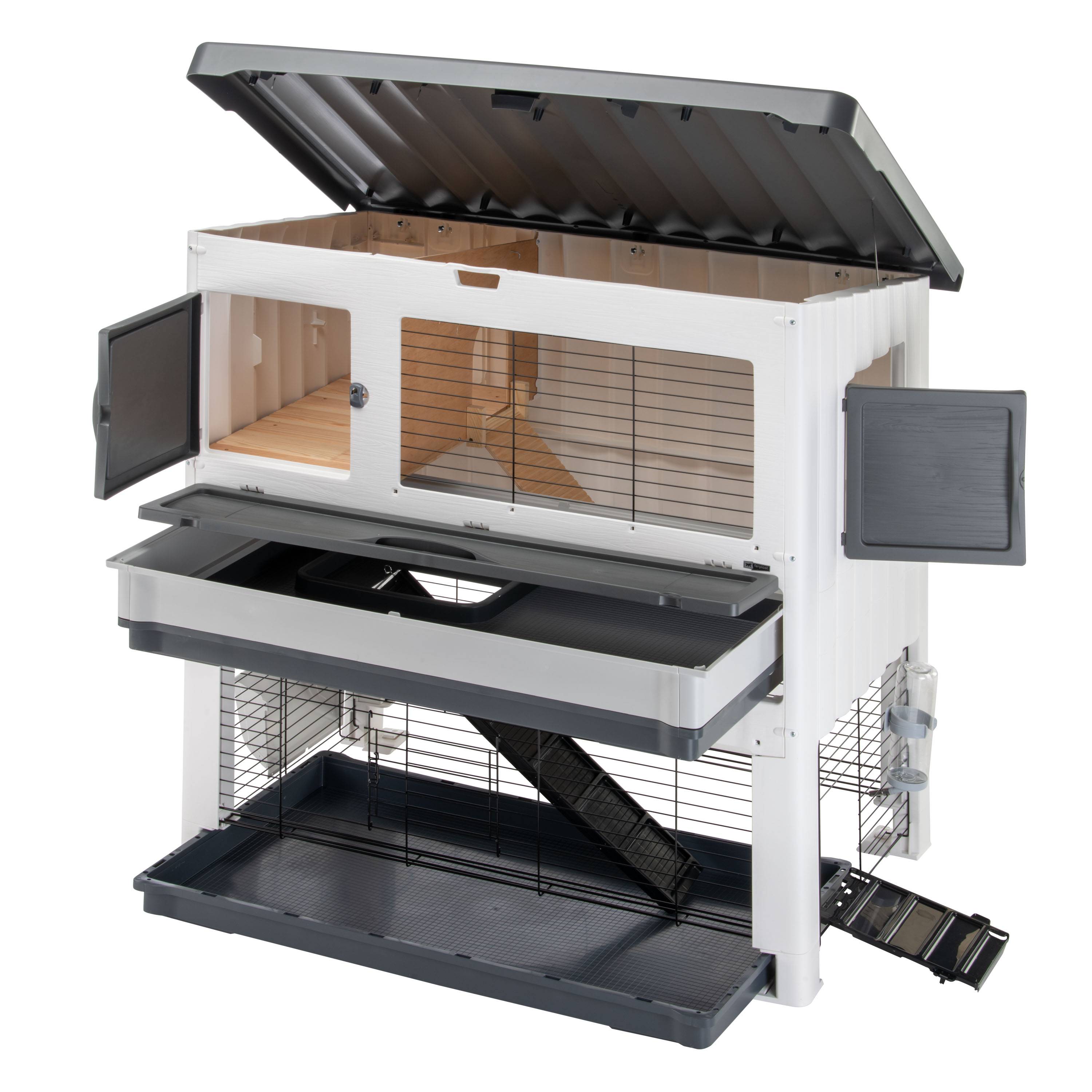 Ferplast - Ferplast Cage Lapin GRAND LODGE 120 PLUS, Clapier Extérieur 2 Étages, Lapins, Cochons d'Inde, Enclos pour Lapins Animaux Domestiques, avec Maisonnette - Imagen 9