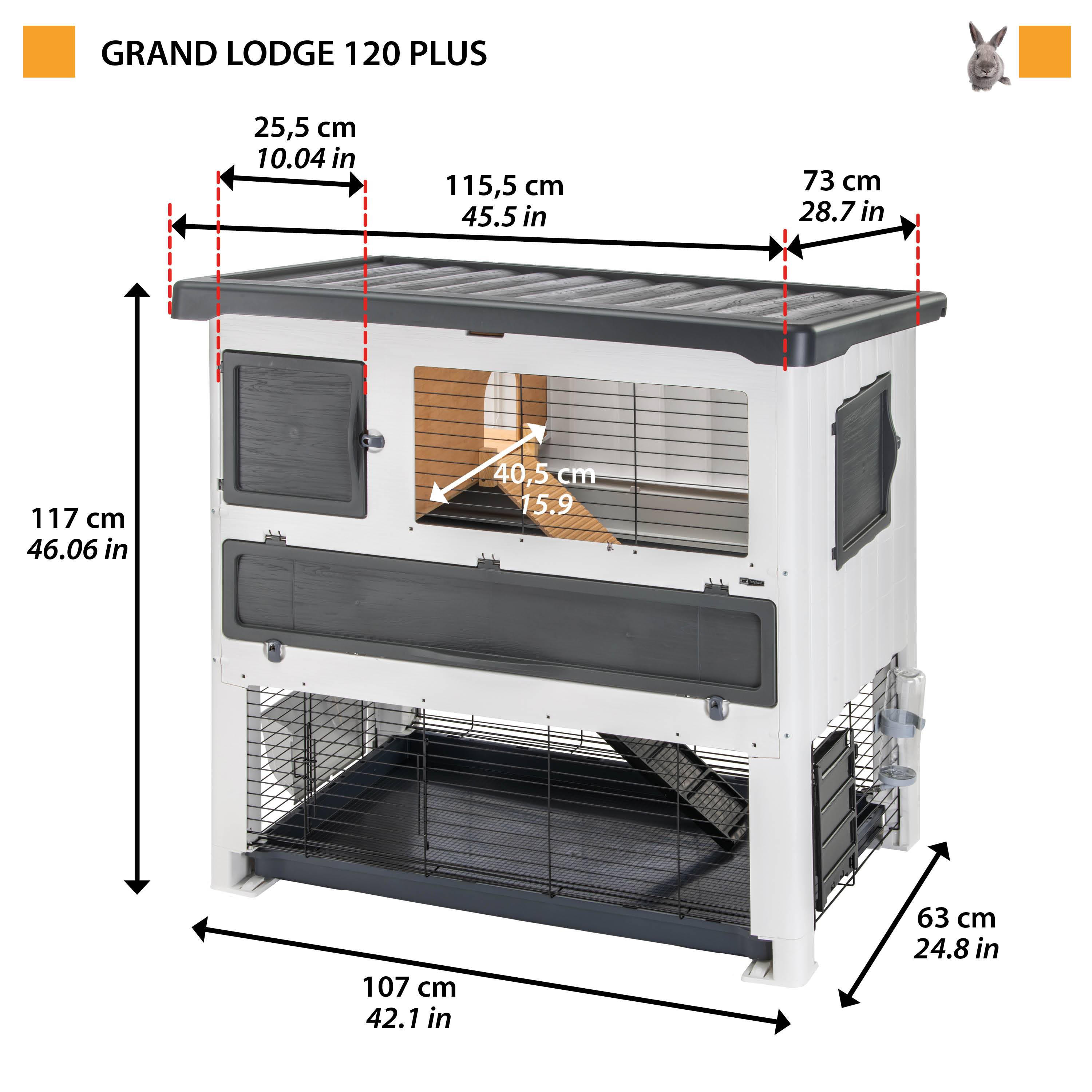 Ferplast - Ferplast Cage Lapin GRAND LODGE 120 PLUS, Clapier Extérieur 2 Étages, Lapins, Cochons d'Inde, Enclos pour Lapins Animaux Domestiques, avec Maisonnette - Imagen 2