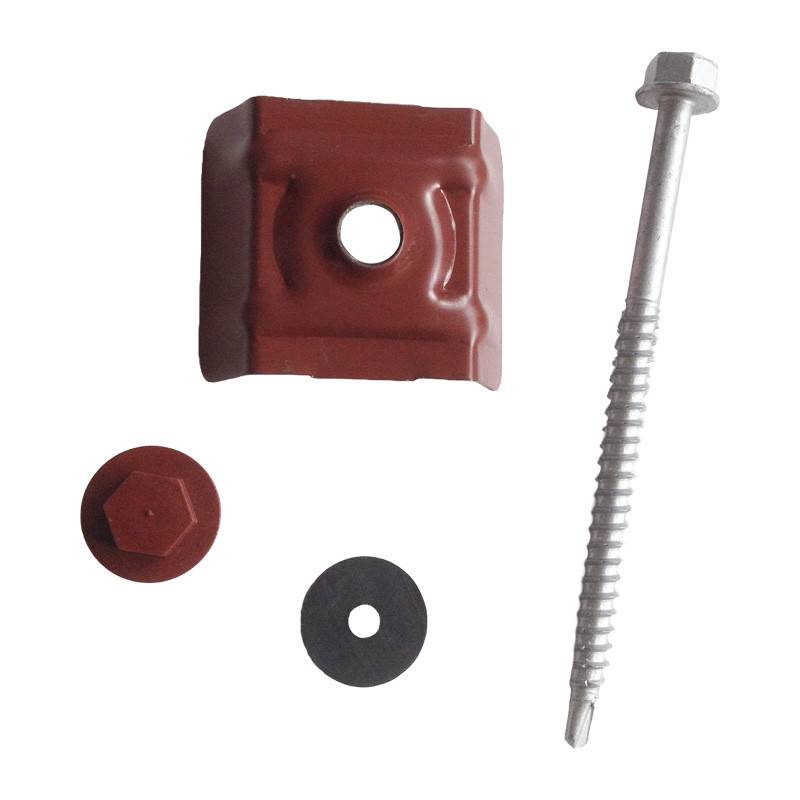 Kit de 50 fixations pour bac acier 1045 (vis L 100 x diam 6 mm) - Coloris - Rouge 8012 - Image 2