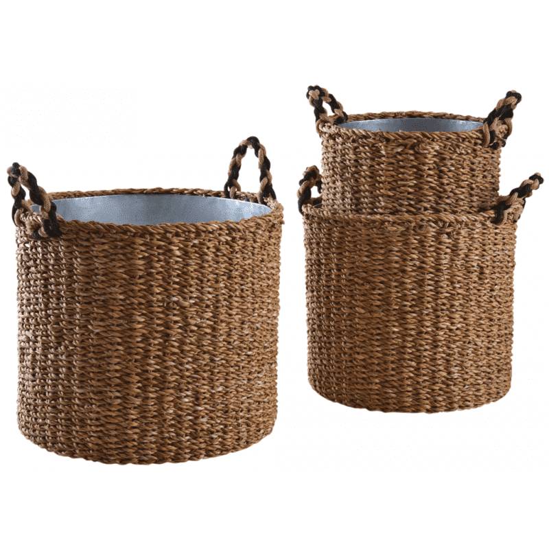 Aubry Gaspard - Cache pot en jonc et métal diam 32 cm - Aubry Gaspard