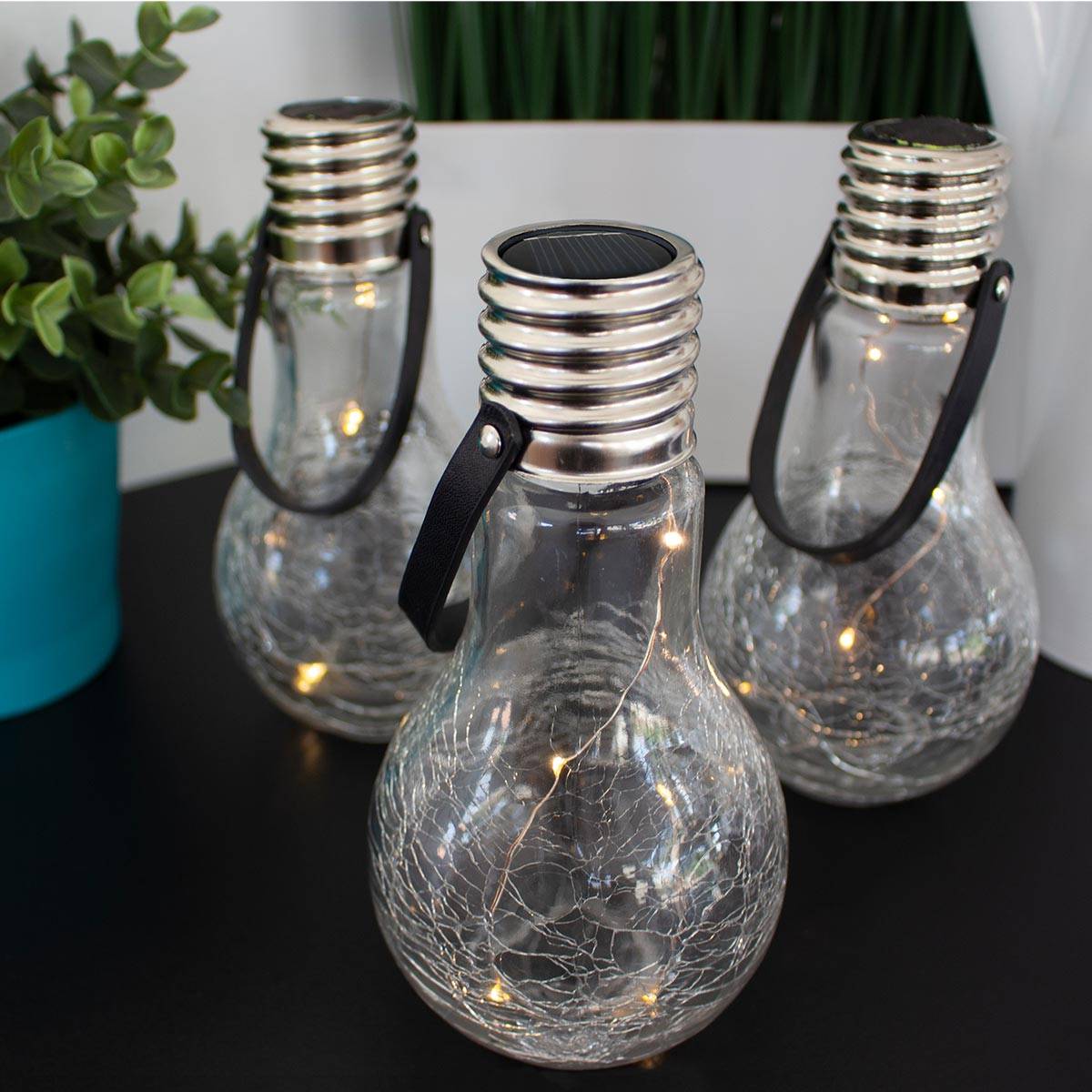 Lumisky - 3 ampoules solaires CRACK EDISUN Transparent Verre H22cm - Imagen 2