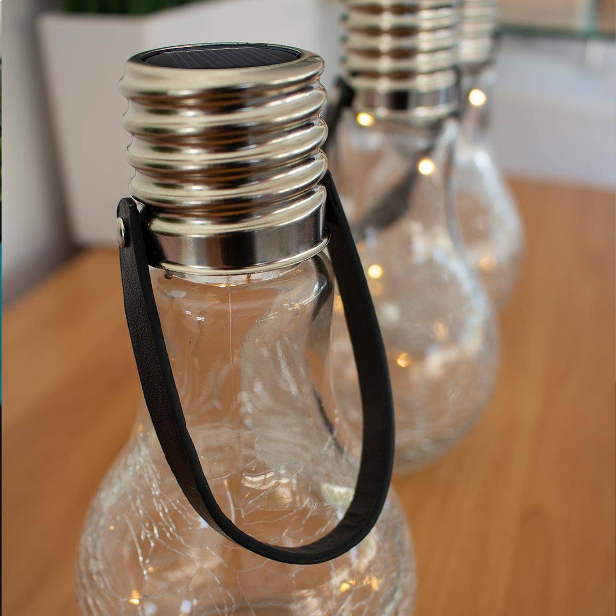 Lumisky - 3 ampoules solaires CRACK EDISUN Transparent Verre H22cm - Imagen 3