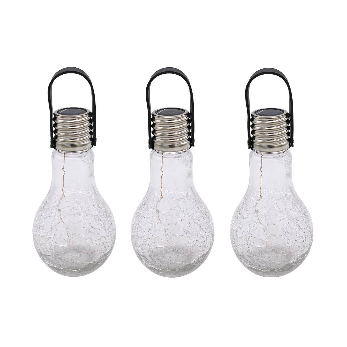 Lumisky - 3 ampoules solaires CRACK EDISUN Transparent Verre H22cm - Imagen 1