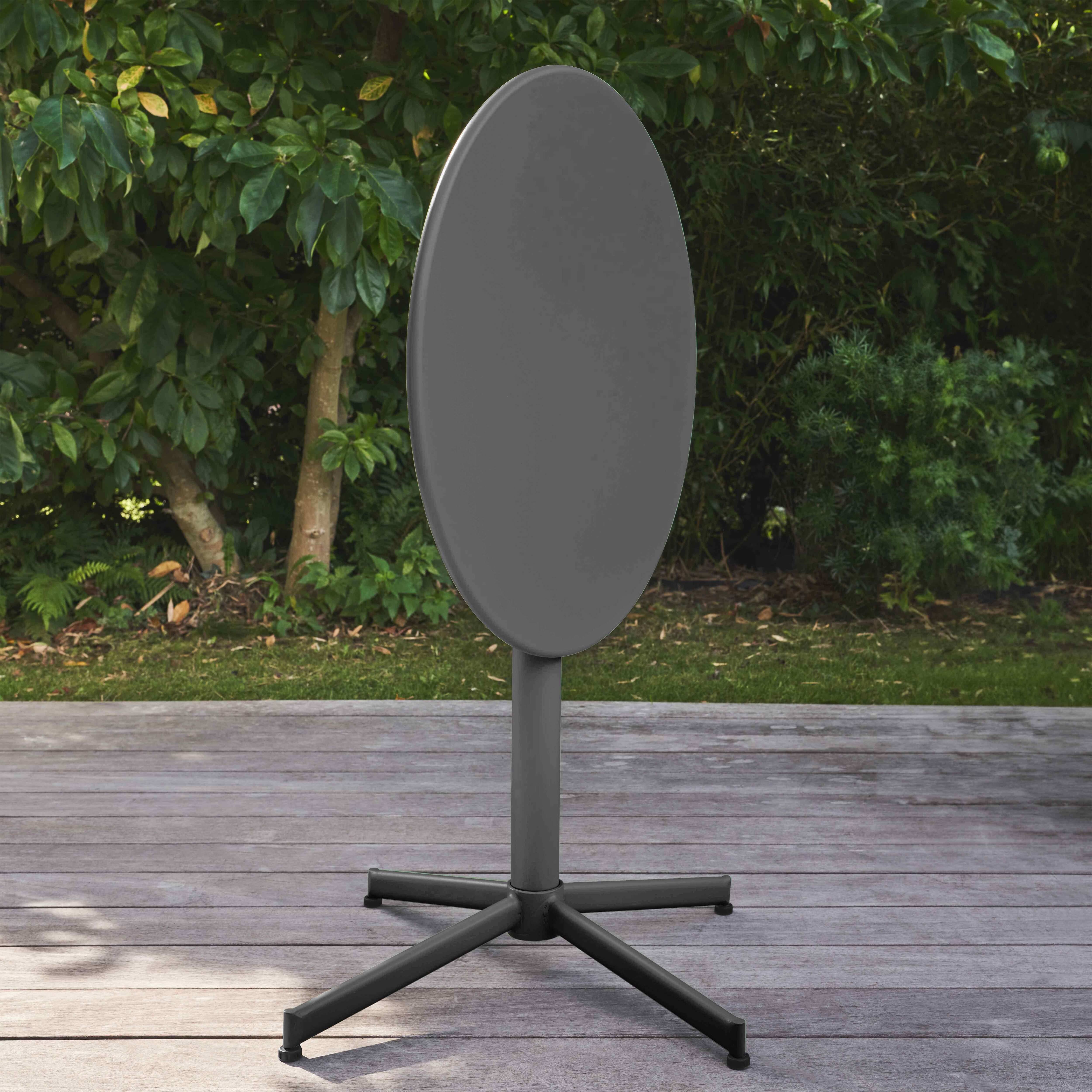 Oviala - Table de jardin ronde bistro inclinable 70 cm en acier anthracite Palavas - Oviala - Imagen 3