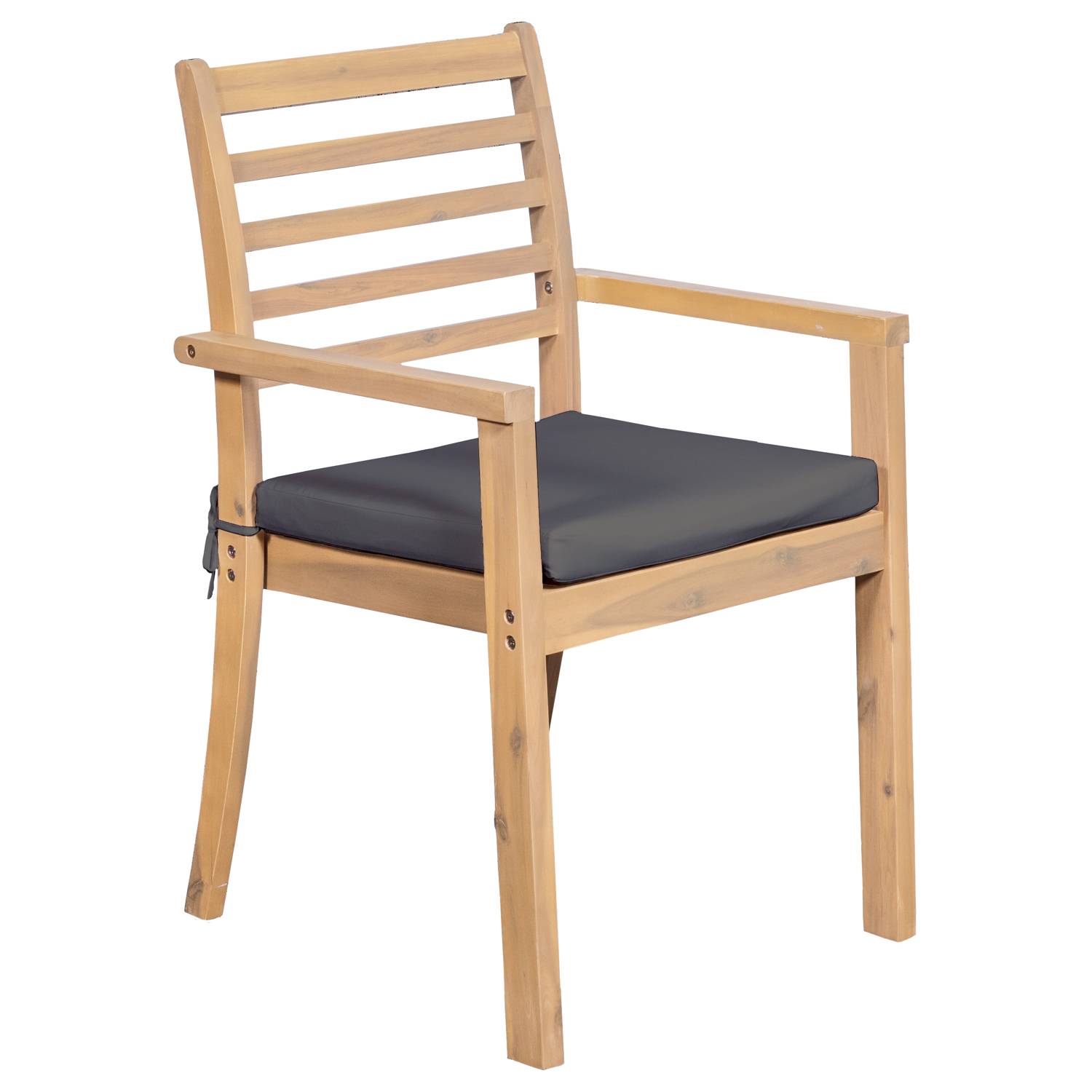 Salon de jardin extensible 180/240cm PADAR en acacia 8 places - coussins gris - HAPPY GARDEN - Image 7