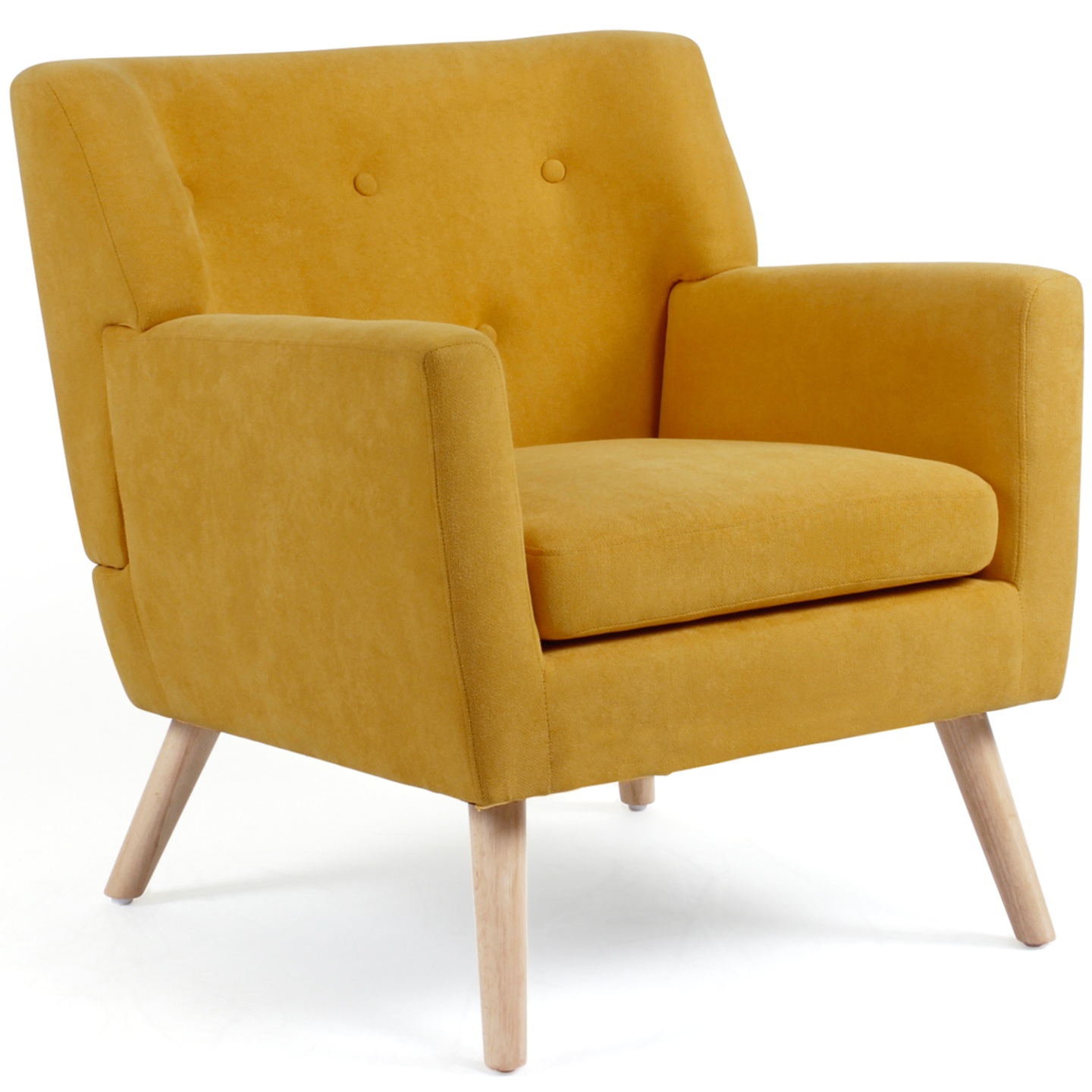 Fauteuil scandinave LIV en tissu jaune moutarde - Image 2