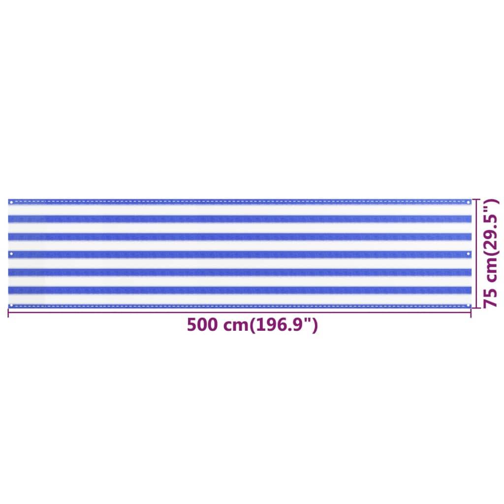 Helloshop26 - Écran de balcon brise pare vue protection confidentialité 75 x 500 cm PEHD bleu et blanc - Imagen 5