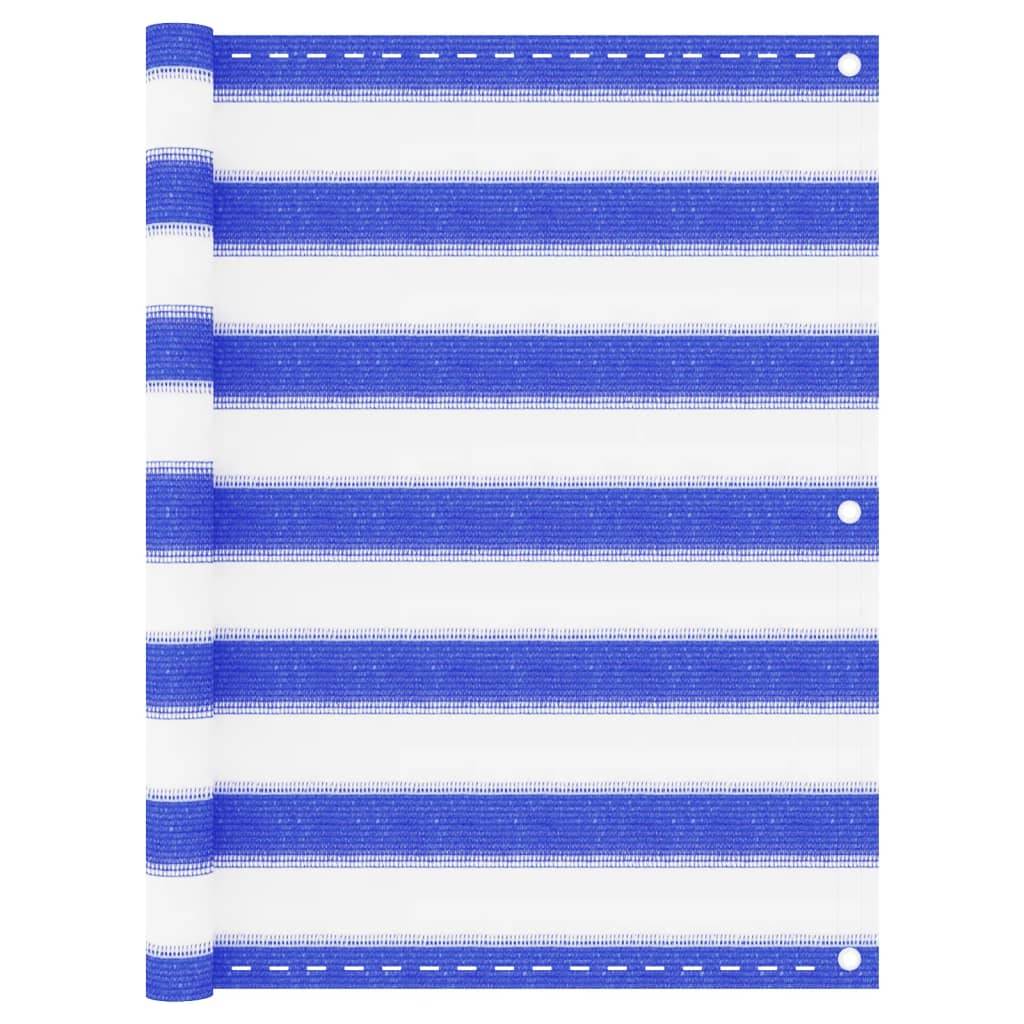 Helloshop26 - Écran de balcon brise pare vue protection confidentialité 75 x 500 cm PEHD bleu et blanc - Imagen 1