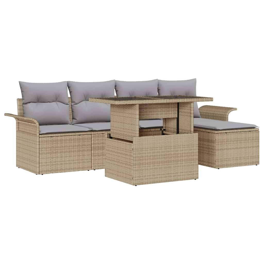 ComfortXL - Salon de Jardin Modulable 6 Éléments en Résine Tressée 5 Places Beige – ComfortXL Outdoor Living - Image 1