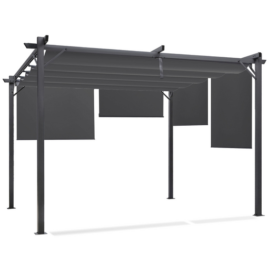 Pergola édition spéciale toit rétractable 3x4 M et 4 stores gris anthracite - Image 2