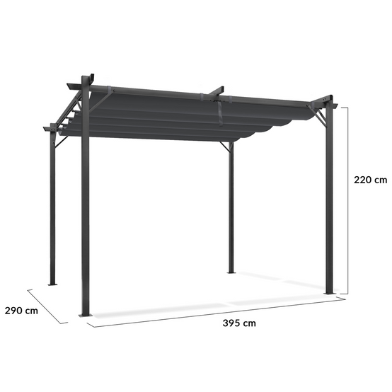 Pergola édition spéciale toit rétractable 3x4 M et 4 stores gris anthracite - Image 6