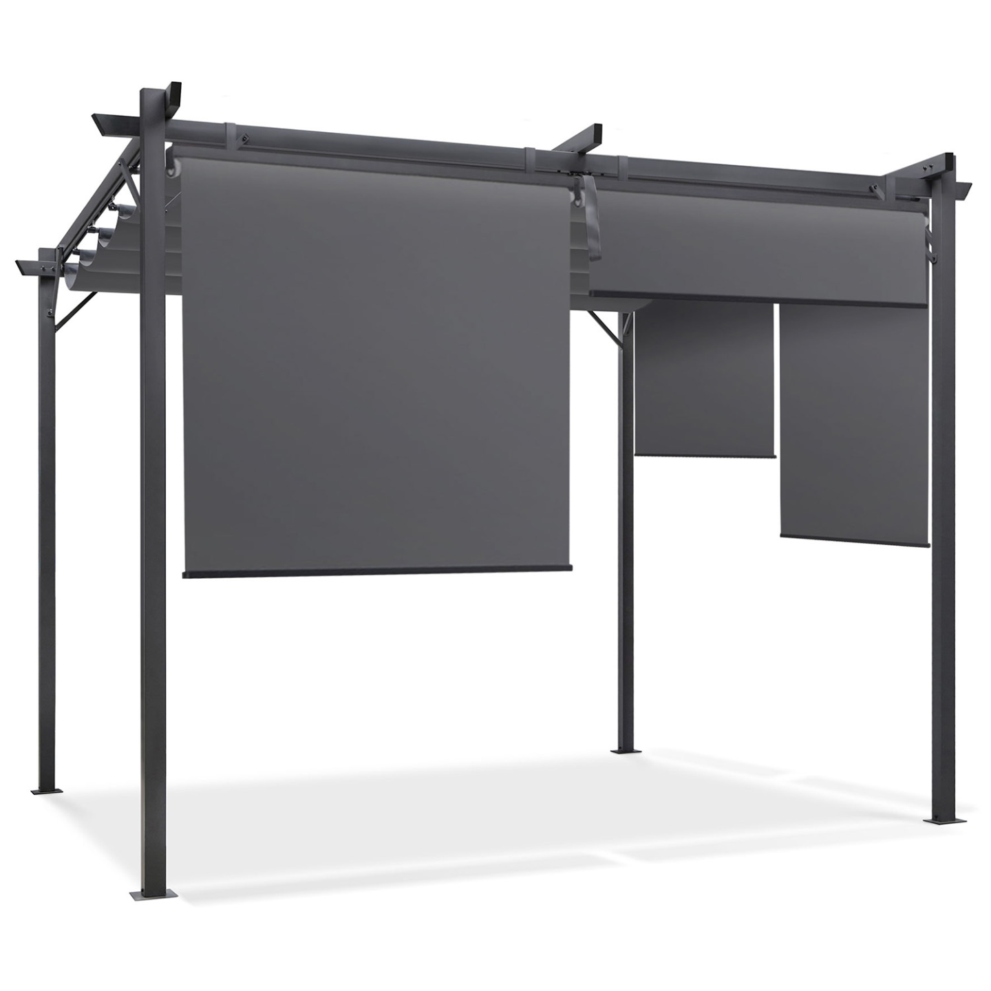 Pergola édition spéciale toit rétractable 3x4 M et 4 stores gris anthracite - Image 4