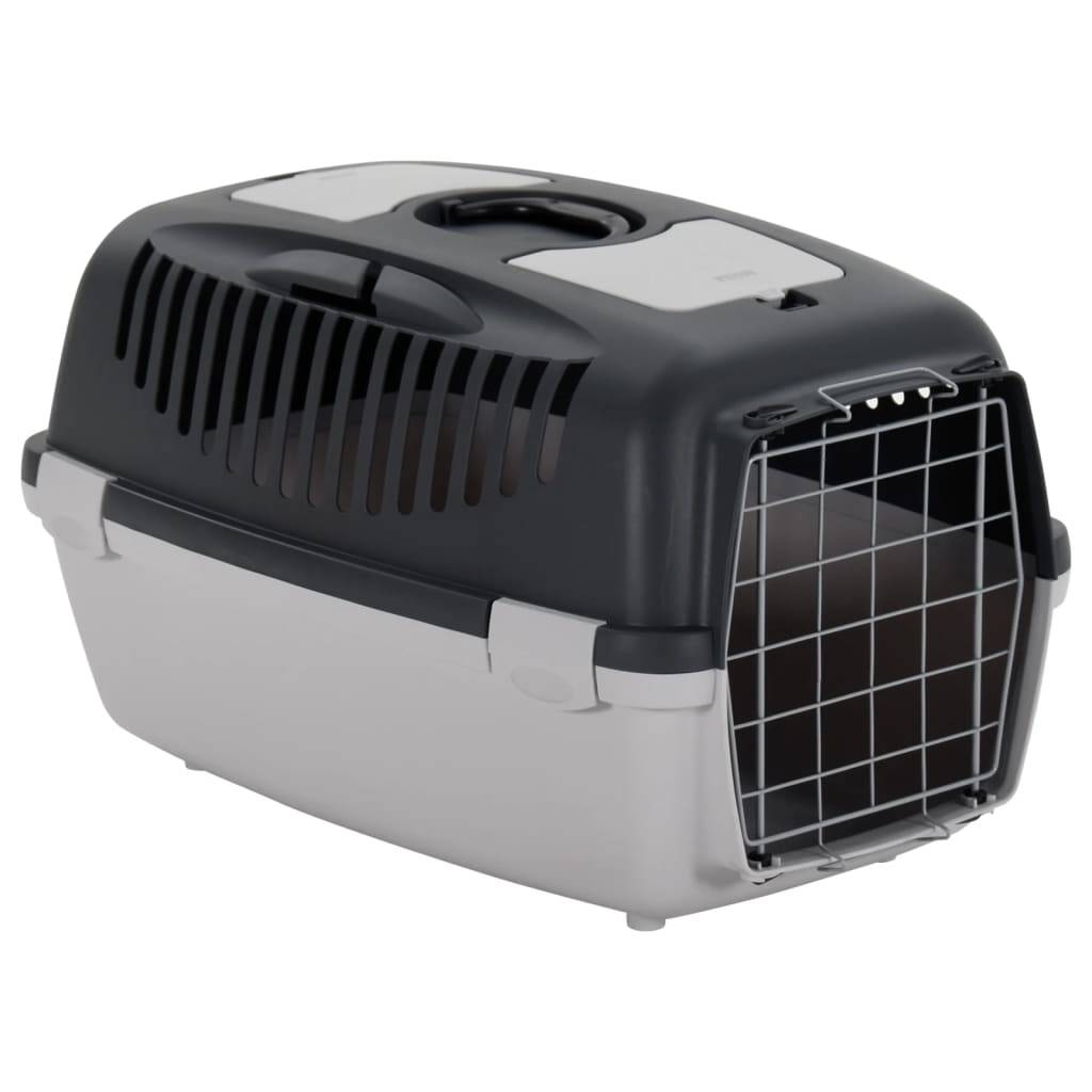 Vidaxl - Cage de transport animaux de compagnie gris noir 61x40x38 cm PP vidaXL 171798 - Imagen 1