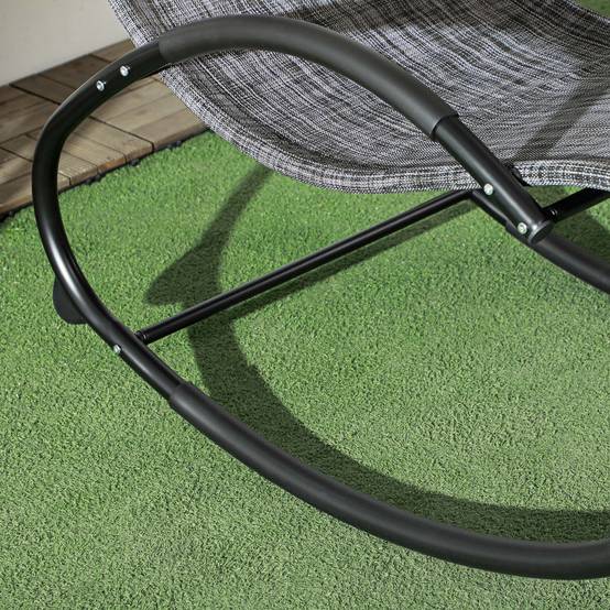 Chaise longue à bascule avec tétière utilisation extérieure intérieure gris chiné - Image 10