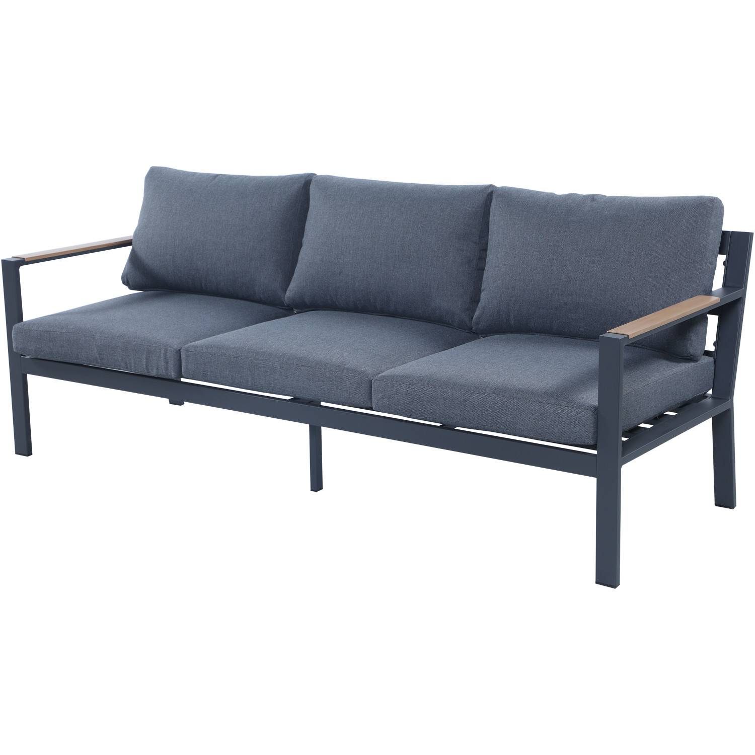 Autre - Salon de jardin design en aluminium 5 Places - Gris anthracite et naturel - MABILLON - Imagen 2