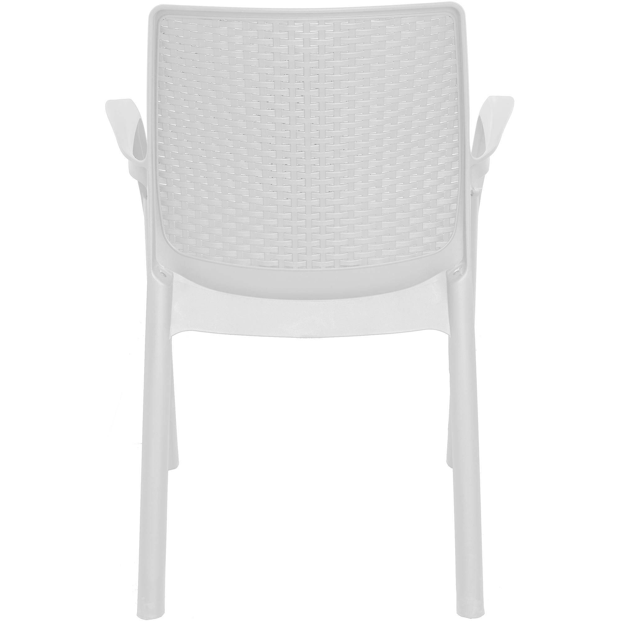 Dmora - Ensemble de 4 chaises d'extérieur Dnardin, Sièges de jardin, Chaise de table à manger, Fauteuil d'extérieur effet rotin, 54x60h82 cm, Blanc - Dmora - Imagen 5
