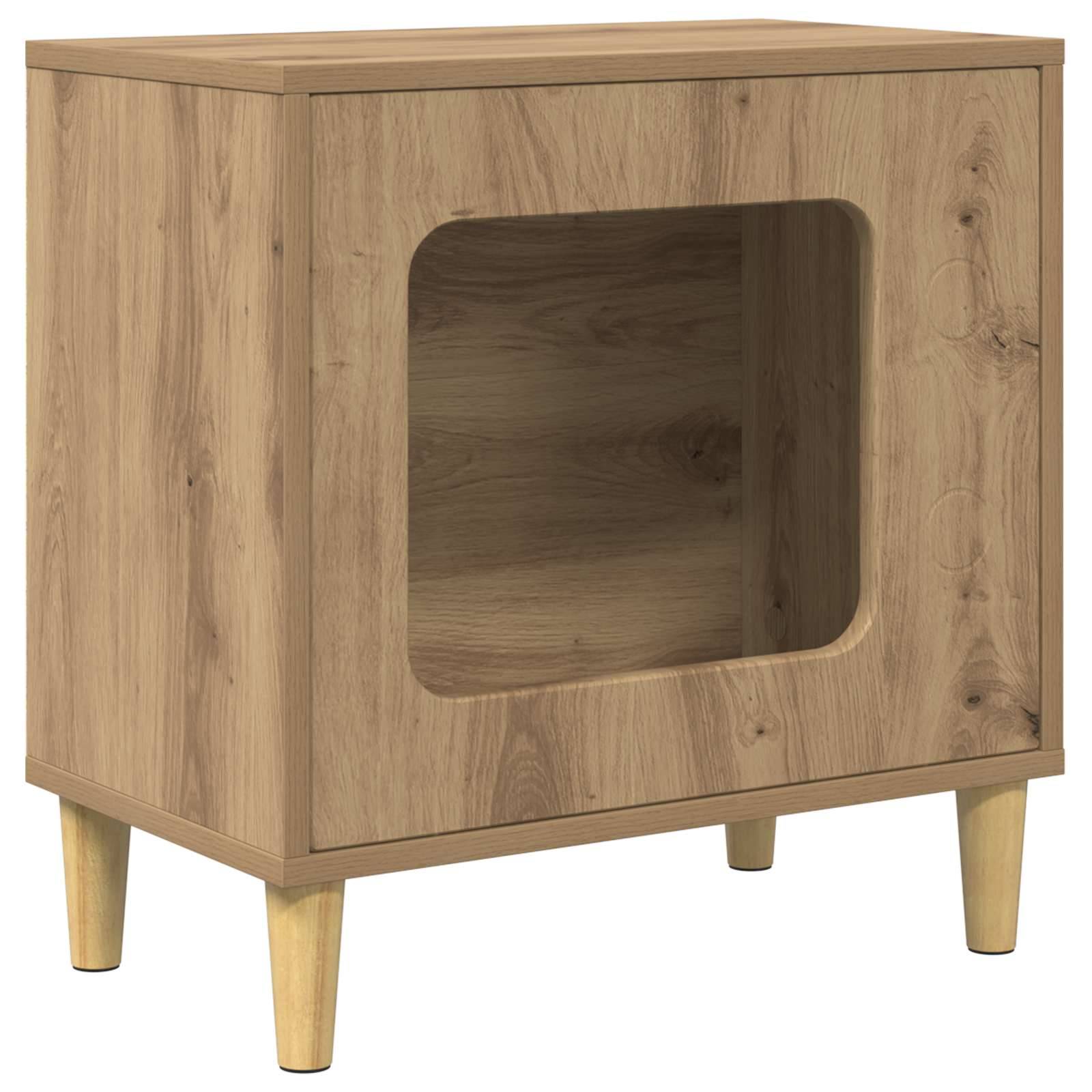 Maison pour chat bois d'ingénierie chêne artisan 51 x 30 x 52 cm, Poids:8.98kg - PANGIVO - Image 2