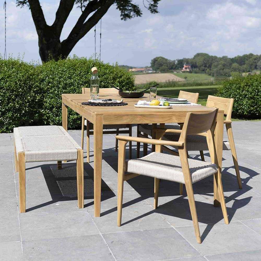 Wilsa Garden - Banc de jardin en teck massif et cordage Calvi - Imagen 2
